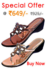Beautiful V-shape chappal with design made of glittering chain of stones for girls